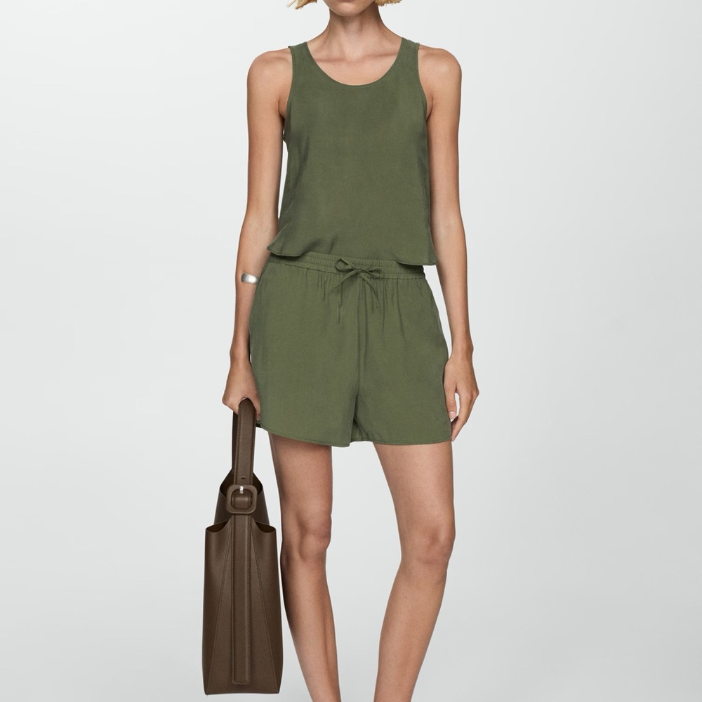 Mango Olive Green Women's Shorts